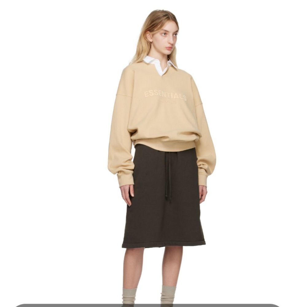 Fear Of God Essentials Cotton Logo Patch Drawstring Very Soft Midi Skirt sz S